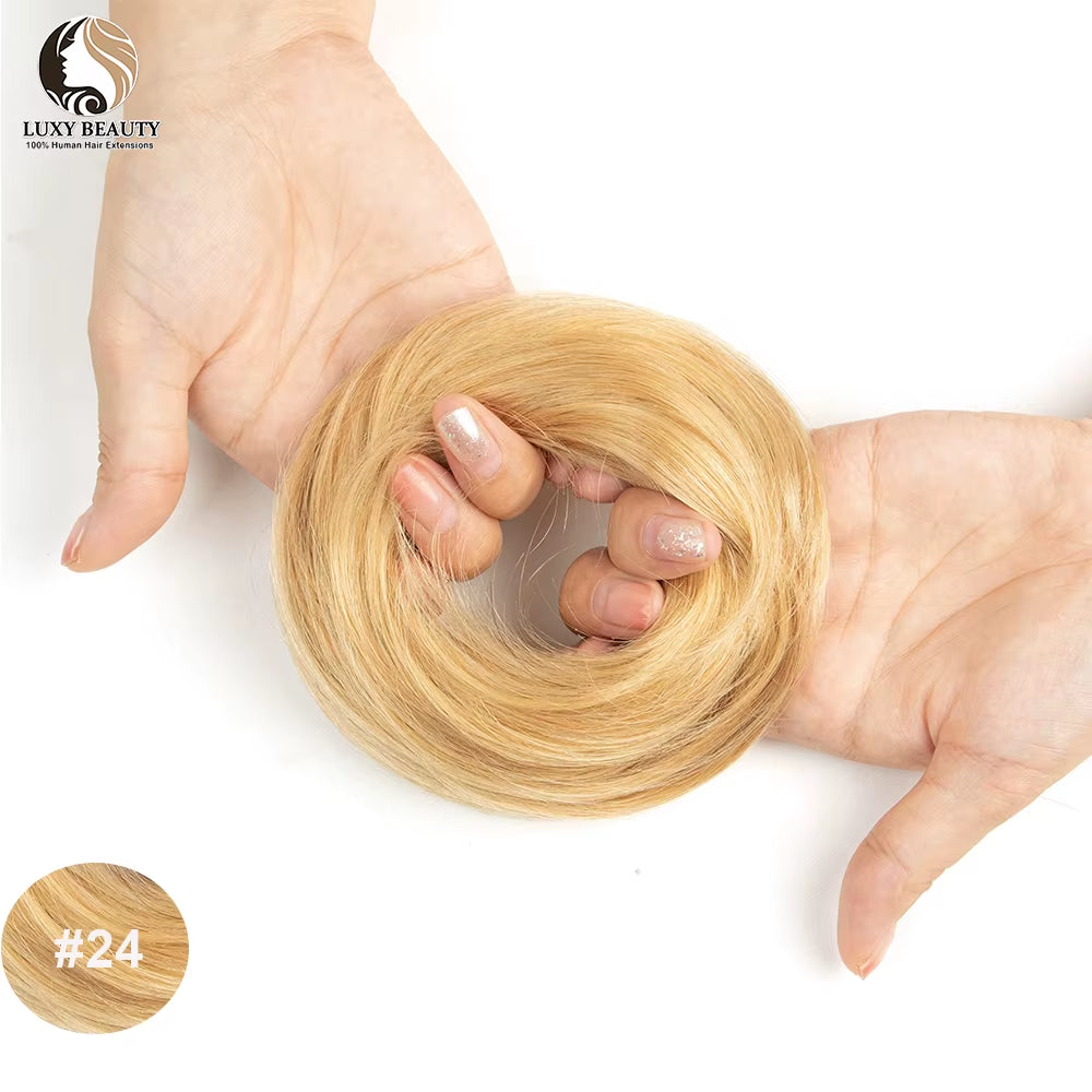 Human Hair Buns Ponytail Hairpiece Brazilian Hair Pieces Bun for Women Scrunchies Updos Donut Chignon 100% Human Hair Extensions