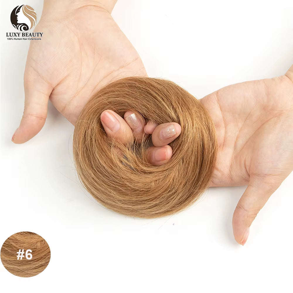 Human Hair Buns Ponytail Hairpiece Brazilian Hair Pieces Bun for Women Scrunchies Updos Donut Chignon 100% Human Hair Extensions