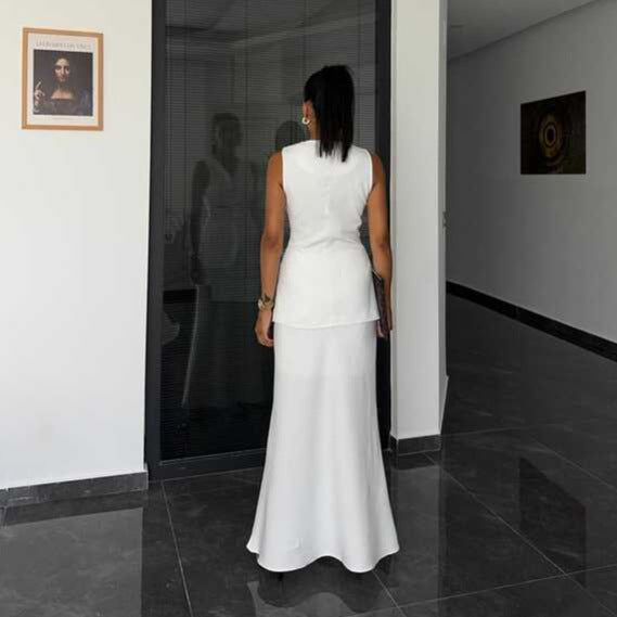 Summer New European And American Slim Single-breasted Vest High Waist Skirt Two-piece Set