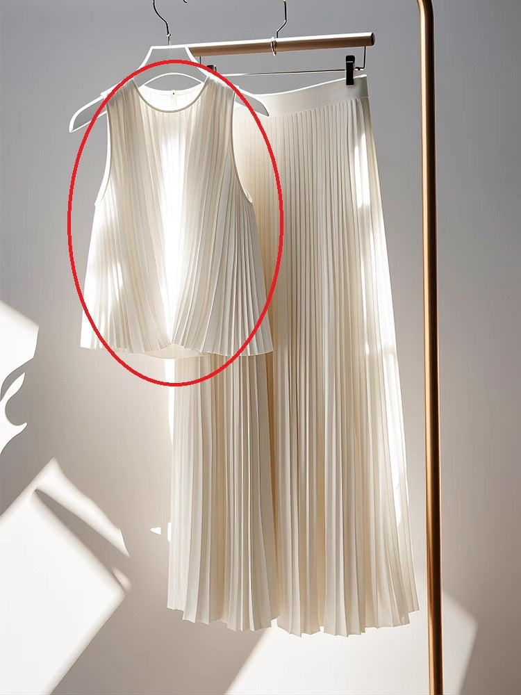 Popular White Pleated High-end Coat Skirt Two-piece Set