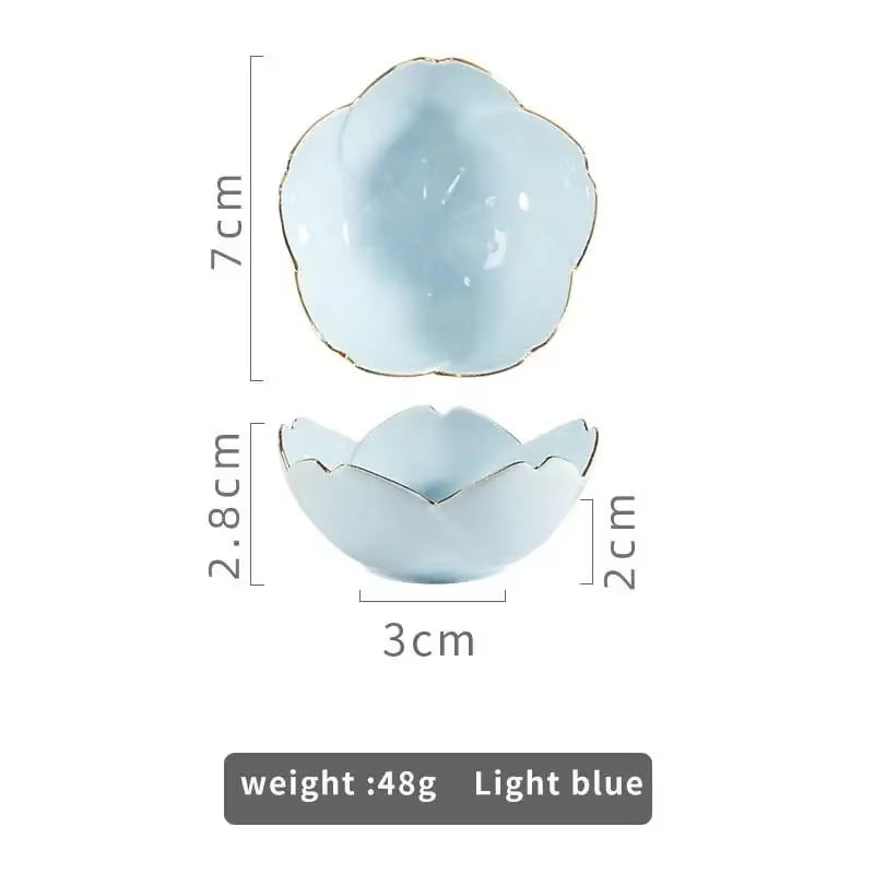 1Pcs Sakura Ceramic Seasoning Dipping Bowl Cherry Blossom Trinket Plate Sauce Porcelain Sauce Dish Plate for Condiment Kitchen