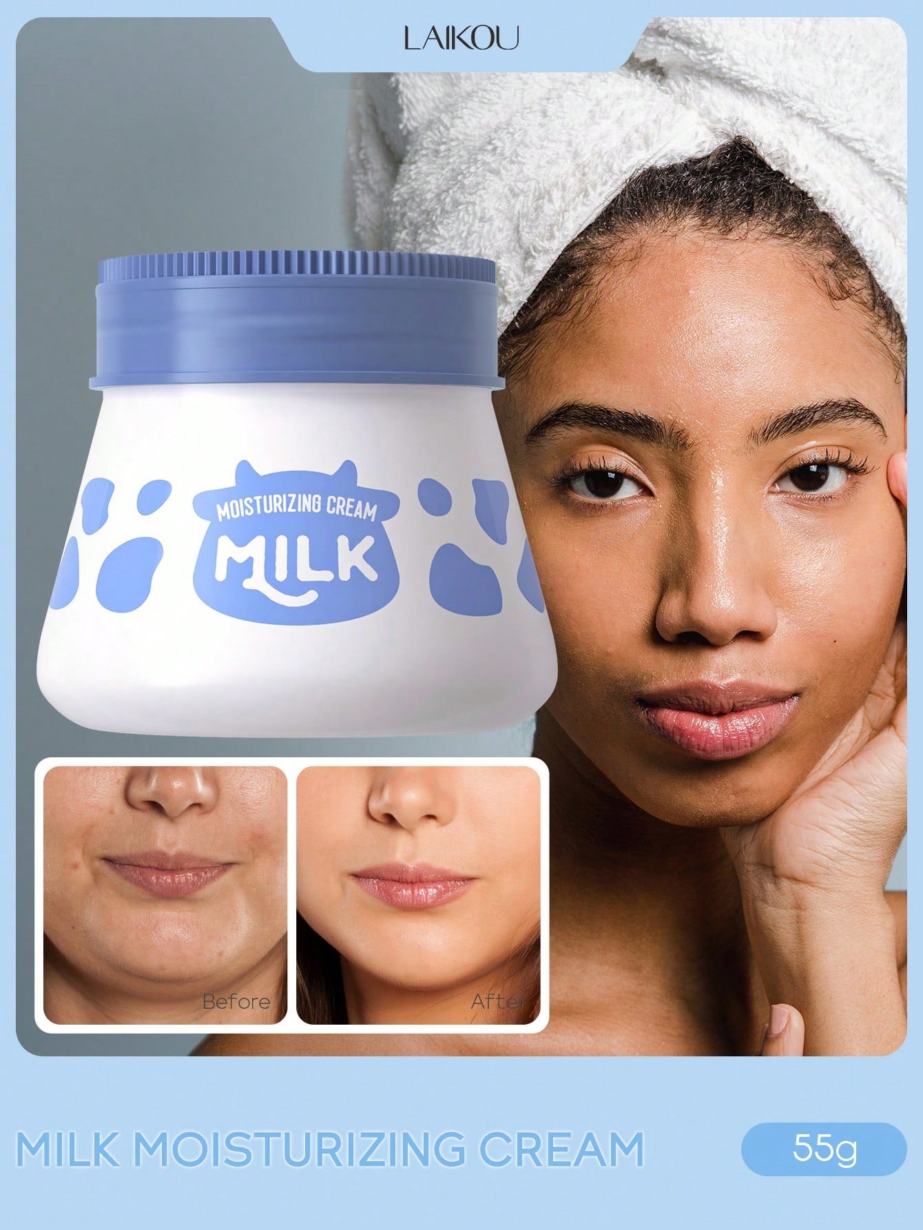 55G Deep Nourishing LAIKOU Milk Moisturizing Face Cream, Firming Moisturizing Face Lotion Reduce Fine Lines Facial Moisturizer for Women All Skin Types Skincare Mom Gifts